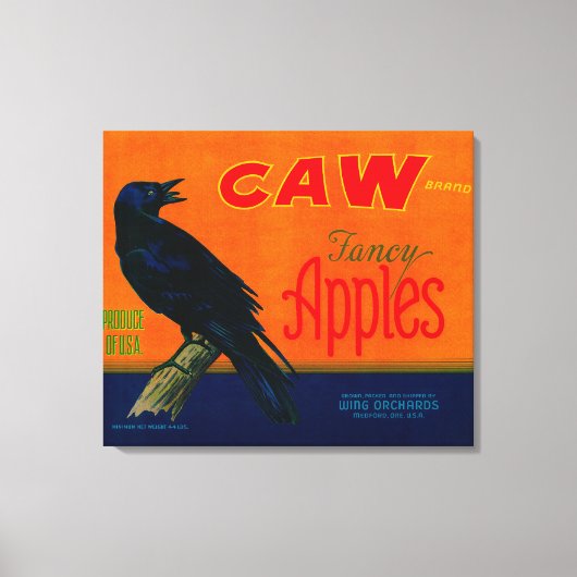 Caw Apple Crate LabelMedford, OF Canvas Afdruk (Voorkant)