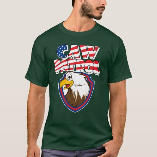 Caw Patrol Bald Eagle American Red White Blue Flag T-shirt (Voorkant)