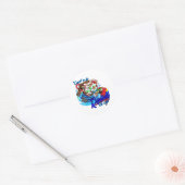 Cawt in da Riptide Ronde Sticker (Envelop)