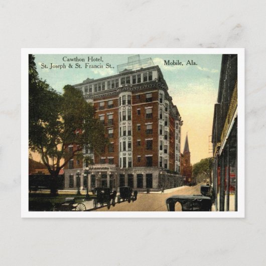 Cawthon Hotel, Mobile AL 1910s Vintage Briefkaart (Voorkant)