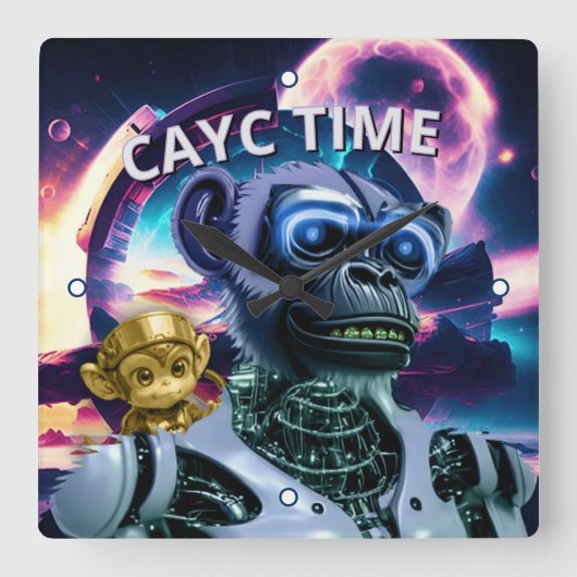 CAYC-tijdwandklok Vierkante Klok (Voorkant)