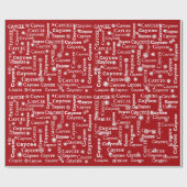 CAYCEE aangepaste naam met sneeuwvlokken op rood Cadeaupapier (Vlak)