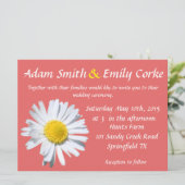 Cayenne Daisy Wedding Invitation Kaart (Staand voorkant)