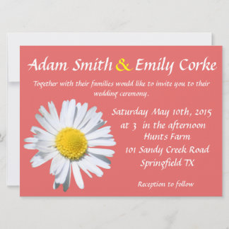 Cayenne Daisy Wedding Invitation Kaart