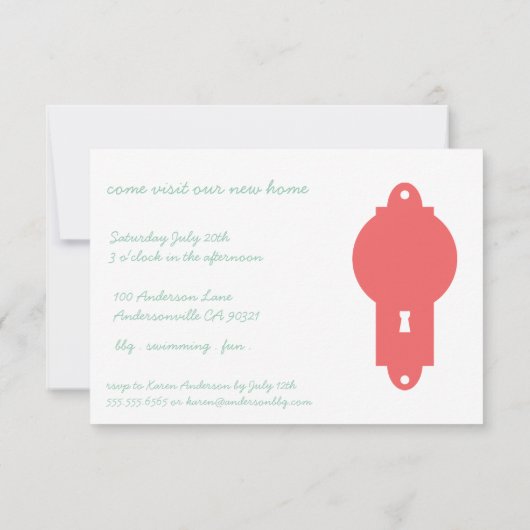 Cayenne door Knob Housewarming Party Invite Kaart (Achterkant)