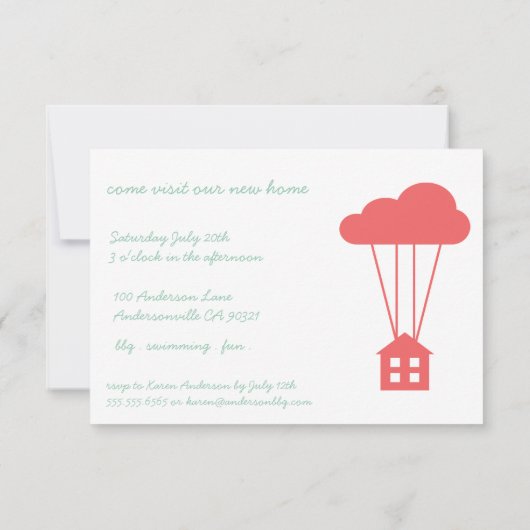 Cayenne House & Cloud Housewarming Uitnodigen Kaart (Achterkant)