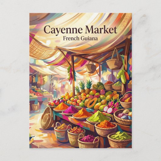 Cayenne Markt Frans-Guyana Briefkaart (Voorkant)