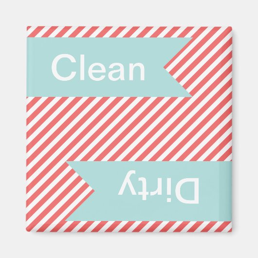 Cayenne Striped Clean - Dirty Dishwasher Magnets Magneet (Voorkant)