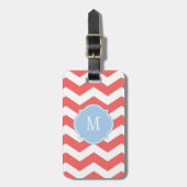 Cayenne & White Chevron Monogram Bagagelabel (Voorkant verticaal)
