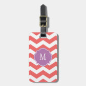Cayenne & White Chevron Monogram Bagagelabel (Voorkant verticaal)