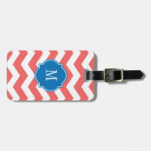 Cayenne & White Chevron Monogram Bagagelabel (Voorkant horizontaal)