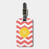 Cayenne & White Chevron Monogram Bagagelabel (Voorkant verticaal)