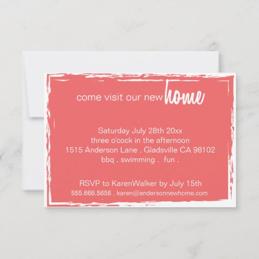 Cayenne & White Home Key Lock Housewarming Invite Kaart (Achterkant)