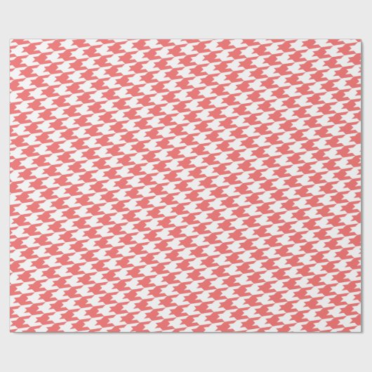 Cayenne & White Houndstooth Pattern Cadeaupapier (Vlak)