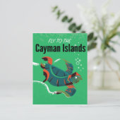 Cayman-eilanden vintage reisposter briefkaart (Staand voorkant)