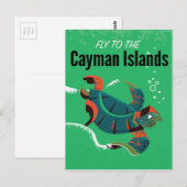 Cayman-eilanden vintage reisposter briefkaart (Voorkant / Achterkant)
