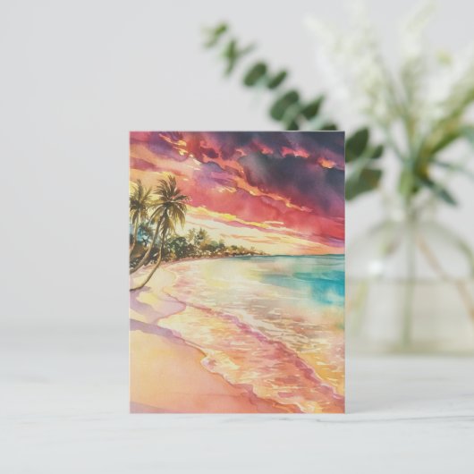 Cayman Island Waterverf Schilderij Briefkaart (Staand voorkant)