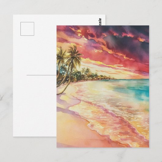 Cayman Island Waterverf Schilderij Briefkaart (Voorkant / Achterkant)