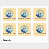 Cayman Islands Caribbean Vierkante Sticker (Vel)