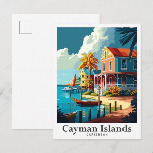 Cayman Islands Caribbean Vintage Travel Portrait Briefkaart (Voorkant / Achterkant)