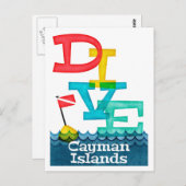 Cayman Islands Dive - Colorful Scuba Briefkaart (Voorkant / Achterkant)