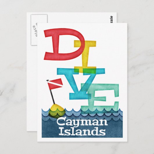 Cayman Islands Dive - Colorful Scuba Briefkaart (Voorkant / Achterkant)