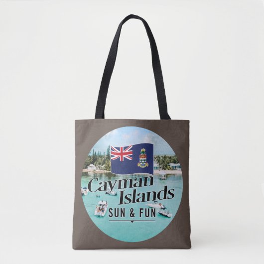 "Cayman Islands Sun & Fun" Met Vlag Tote Bag (Voorkant)