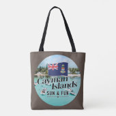 "Cayman Islands Sun & Fun" Met Vlag Tote Bag (Achterkant)