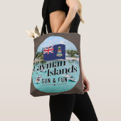 "Cayman Islands Sun & Fun" Met Vlag Tote Bag (Dichtbij)