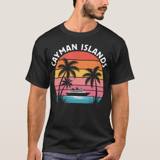 Cayman Islands Vacation Sunset Palm Trees T-shirt (Voorkant)