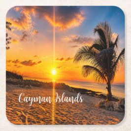 Cayman Islands Zonsondergang Palm Boom Onderzetter