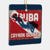 Caymaneilanden Scuba Diver - Blue Retro Keramisch Ornament (Rechts)