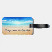 Caymaneilanden: strandzonnescherm bagagelabel (Achterkant horizontaal)
