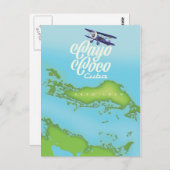 Cayo Coco Cuba  stijlkaart. Briefkaart (Voorkant / Achterkant)