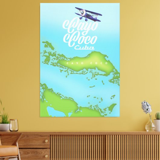 Cayo Coco Cuba stijlkaart. Canvas Afdruk (Insitu (Woonkamer))