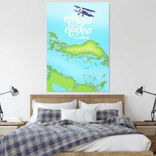 Cayo Coco Cuba stijlkaart. Canvas Afdruk (Insitu (Slaapkamer))