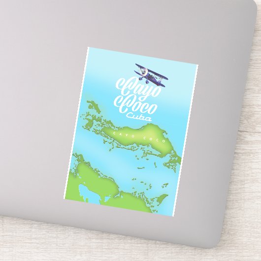 Cayo Coco Cuba stijlkaart. Sticker (Detail)