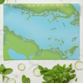 Cayo Coco Cuba stijlkaart. Theedoek (Gevouwen)