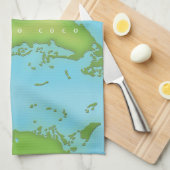 Cayo Coco Cuba stijlkaart. Theedoek (Quarter Fold)