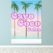 Cayo Coco Cuba vintage-poster Canvas Afdruk (Insitu (Houten vloer))