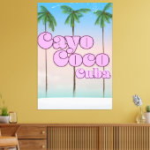 Cayo Coco Cuba vintage-poster Canvas Afdruk (Insitu (Woonkamer))
