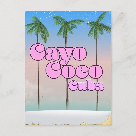 Cayo Coco Cuba vintage reisposter Briefkaart (Voorkant)