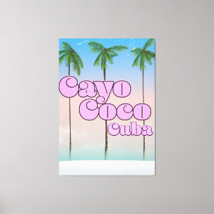 Cayo Coco Cuba vintage reisposter Canvas Afdruk