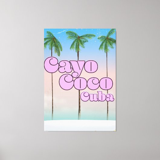 Cayo Coco Cuba vintage reisposter Canvas Afdruk (Voorkant)