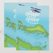 Cayo Coco Cuba vintage stijl kaart. (Voorkant / Achterkant)