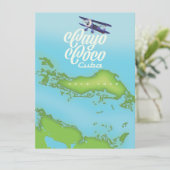 Cayo Coco Cuba vintage stijl kaart. (Staand voorkant)