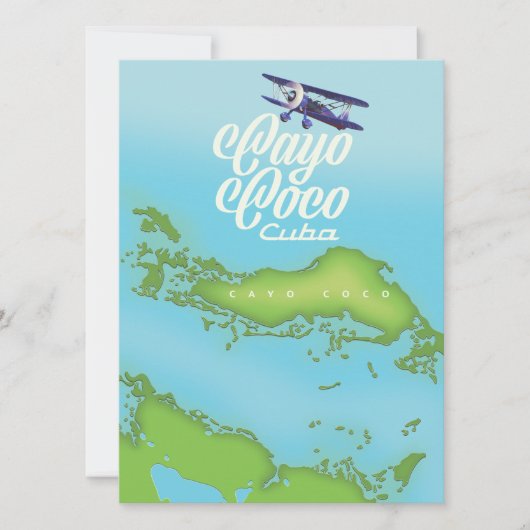 Cayo Coco Cuba vintage stijl kaart. (Voorkant)