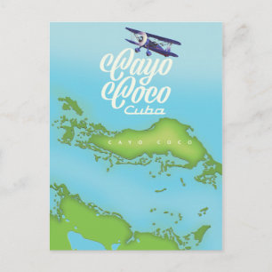 Cayo Coco Cuba vintage stijl kaart. Briefkaart