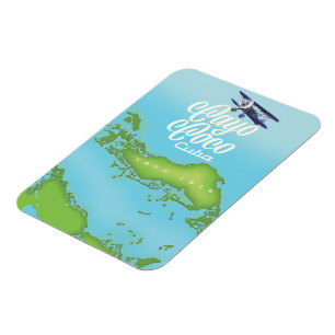 Cayo Coco Cuba vintage stijl kaart. Magneet