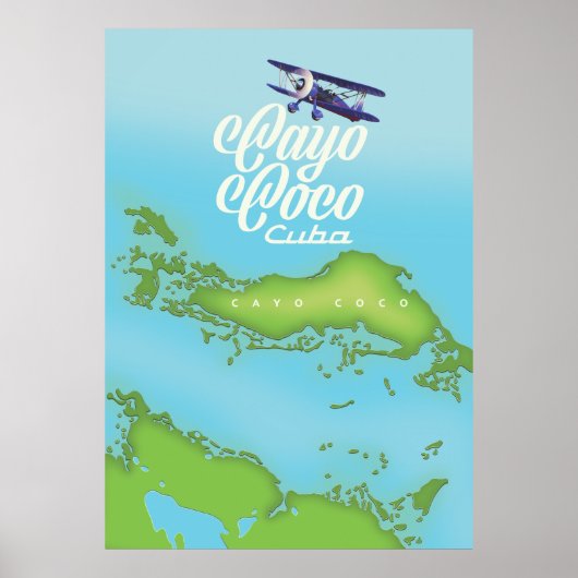 Cayo Coco Cuba vintage stijl kaart. Poster (Voorkant)